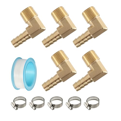 5pcs Messingschläuche Barb Reduzierer 90 Grad Ellbogen 1/8 "bis 3/8" Mit Klemmen Spleißanpassungsbrennstoffen/Wasser/Luft/Öl Messinganschluss 5pcs Messingschläuche Barb Reduzierer 90 Grad Ellbogen 1/8 "bis 3/8" Mit Klemmen Spleißanpassungsbrennstoffen/Wasser/Luft/Öl Messinganschluss von RETUOLWAG