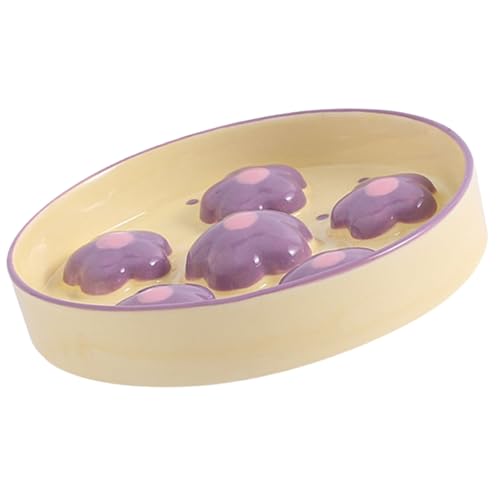 Handbemalter Slow Feeder Keramikschale Glatte Runde Schüssel Kreative Slow Feed Bowl Slow Feeder Katzen Schüssel Trockenfutter von RETUOLWAG