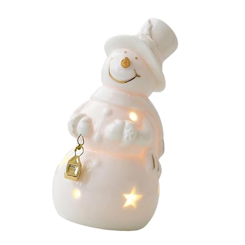 Keramik Schneemann Auto Weihnachtsbaum LED beleuchtet Ornament für Home Office Desktop Regal Urlaub Dekoration LED Licht Urlaub Dekoration von RETUOLWAG