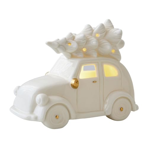 Keramik Schneemann Auto Weihnachtsbaum LED beleuchtet Ornament für Home Office Desktop Regal Urlaub Dekoration LED Licht Urlaub Dekoration von RETUOLWAG