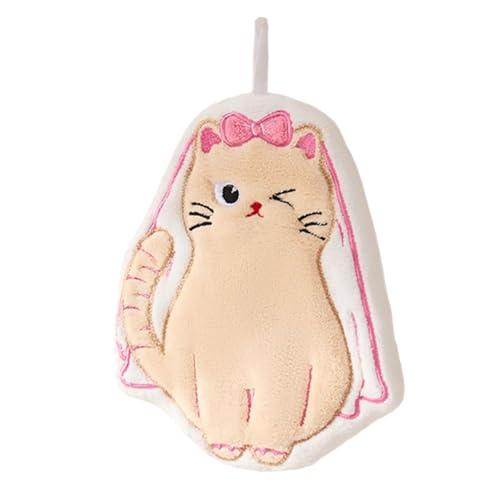 RETUOLWAG Doppellagiges Hänge-Handtuch für Kinder, saugfähiges Korallen-Fleece, Badezimmer, Küche, Katzen, schnell trocknendes Badezimmer-Handtuch mit hängenden Designs von RETUOLWAG