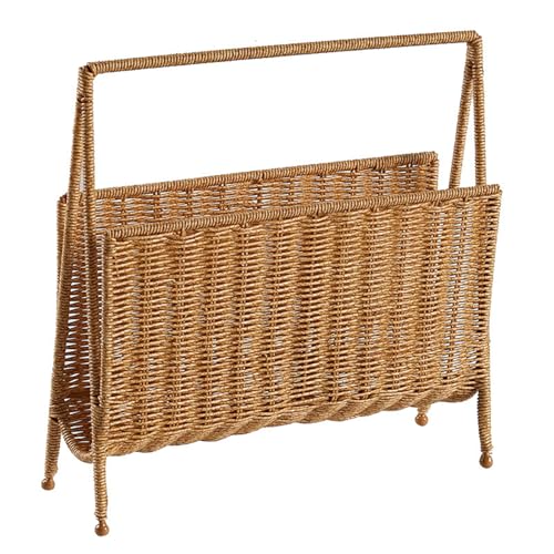 RETUOLWAG Eleganter, handgewebter Zeitschriftenorganizer aus Rattan-Optik für einfache Organisation von RETUOLWAG