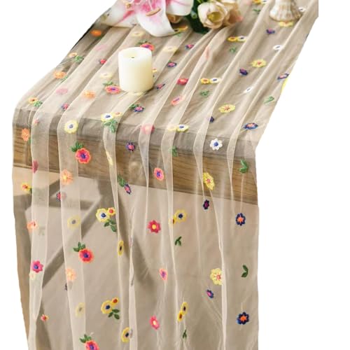 RETUOLWAG Handgefertigte Tischdecke mit Spitzenstickerei, lebendiges Blumenmuster, Polyestergewebe, für Esszimmerdekoration, minimalistische Tischdekoration von RETUOLWAG