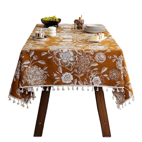 RETUOLWAG Hochwertige farbige Blumen-Tischdecke, schmutzabweisend, leicht zu reinigen, strapazierfähiges Polyester, für die meisten Tische, wasserdichte Tischdecke von RETUOLWAG