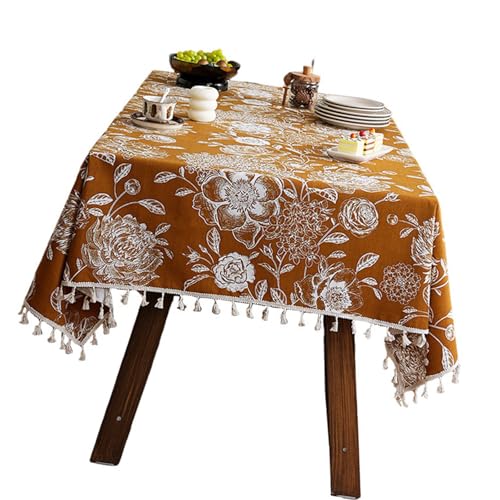 RETUOLWAG Hochwertige farbige Blumen-Tischdecke, schmutzabweisend, leicht zu reinigen, strapazierfähiges Polyester, für die meisten Tische, wasserdichte Tischdecke von RETUOLWAG