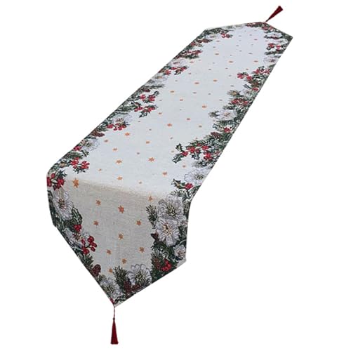 RETUOLWAG Klassische Weihnachtstisch Runner Tischtuch Weihnachten Tischdecke Mit Schneeflockenmuster Für Essdekorationen Schneeflocken RETUOLWAG Klassische Weihnachtstisch Runner Tischtuch Weihnachten Tischdecke Mit Schneeflockenmuster Für Essdekorationen Schneeflocken von RETUOLWAG