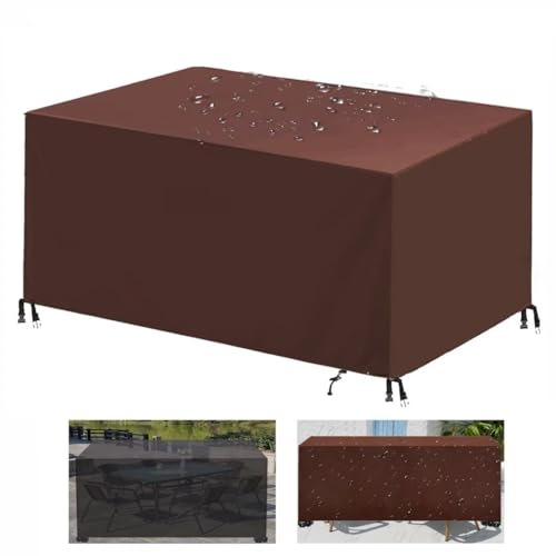 RETYOVE Abdeckung für Gartenmöbel,Rechteckige 420D -Oxford Schutzhülle Gartenmöbel,wasserdichte Staubfest Anti-UV Abdeckung Gartentisch für Gartentisch Sitzgruppe Braun 110×60×85cm von RETYOVE