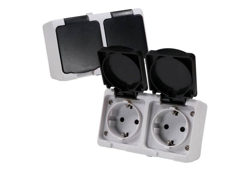 REV Ritter GmbH Aufputz-Steckdose 2er Set REV AquaMini Feuchtraum 2-fach Steckdose Doppelsteckdose, 2-St. von REV Ritter GmbH