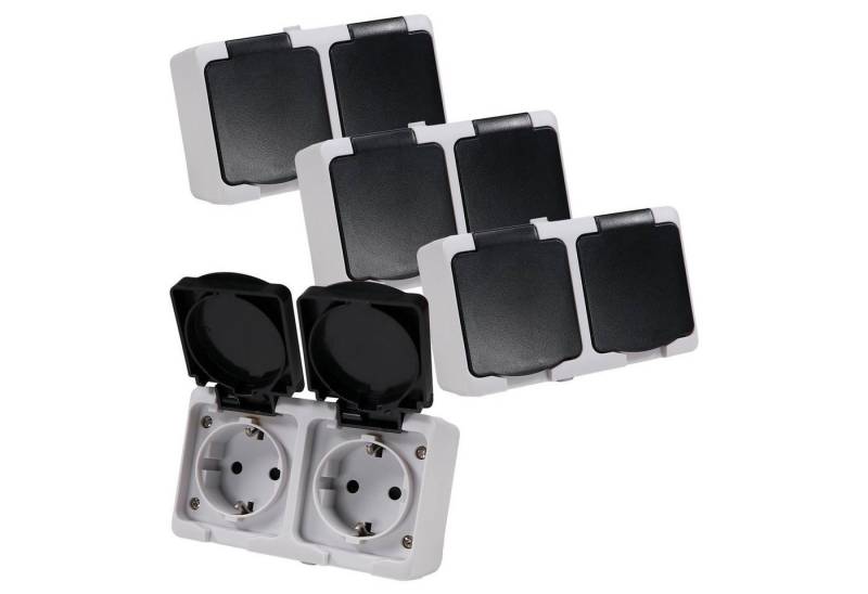 REV Ritter GmbH Aufputz-Steckdose 4er Set REV AquaMini Feuchtraum 2-fach Steckdose Doppelsteckdose, 4-St. von REV Ritter GmbH