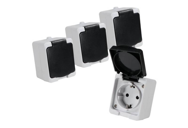 REV Ritter GmbH Aufputz-Steckdose 4er Set REV AquaMini Feuchtraum Steckdose Aufputz IP54 kompakt, 4-St. von REV Ritter GmbH