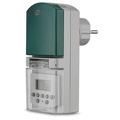 REV Zeitschaltuhr digital Zeitschaltuhr Steckdose, IP44, Digitale Zeitschaltuhr mit Zufallsfunktion, 20 Zeiten/Tag, 1800W, grün REV Zeitschaltuhr digital Zeitschaltuhr Steckdose, IP44, Digitale Zeitschaltuhr mit Zufallsfunktion, 20 Zeiten/Tag, 1800W, grün von REV