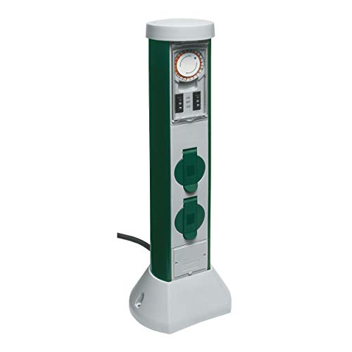 REV Gartensteckdose GreenCraft - 2-Fach Steckdosensäule mit Zeitschaltuhr, 51cm Höhe, IP44 spritzwassergeschützt, ideal für Garten & Terrasse, grün REV Gartensteckdose GreenCraft - 2-Fach Steckdosensäule mit Zeitschaltuhr, 51cm Höhe, IP44 spritzwassergeschützt, ideal für Garten & Terrasse, grün von REV