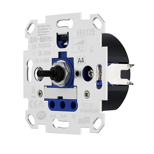 REV TECHNIK, LED Dimmer, Helligkeitsregler 5-300W, 230VAC, Trafo.: 20-300VA, Unterputz, silbern von REV