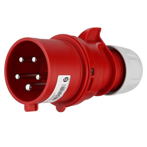 REV CEE-Phasenwender, Starkstrom Stecker, 400V, 32A, 5-polig, 3Ph+N+PE, wasserd. IP44, rot von REV