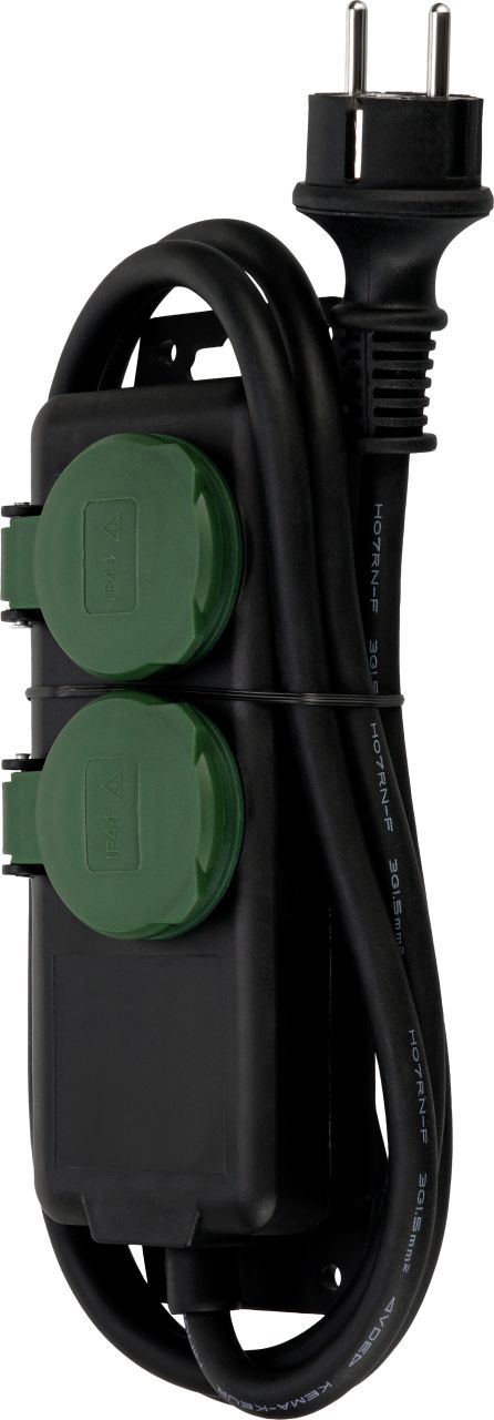 REV Steckdosenleiste 2-fach 1,4 m H07RN-F 3G1,5 mm², schwarz grün, IP 44 von REV Ritter