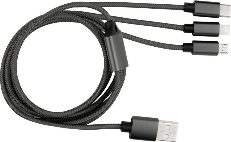 REV USB-Ladekabel 3in1 anthrazit, Apple Lightning, Micro-USB, USB-C von REV Ritter