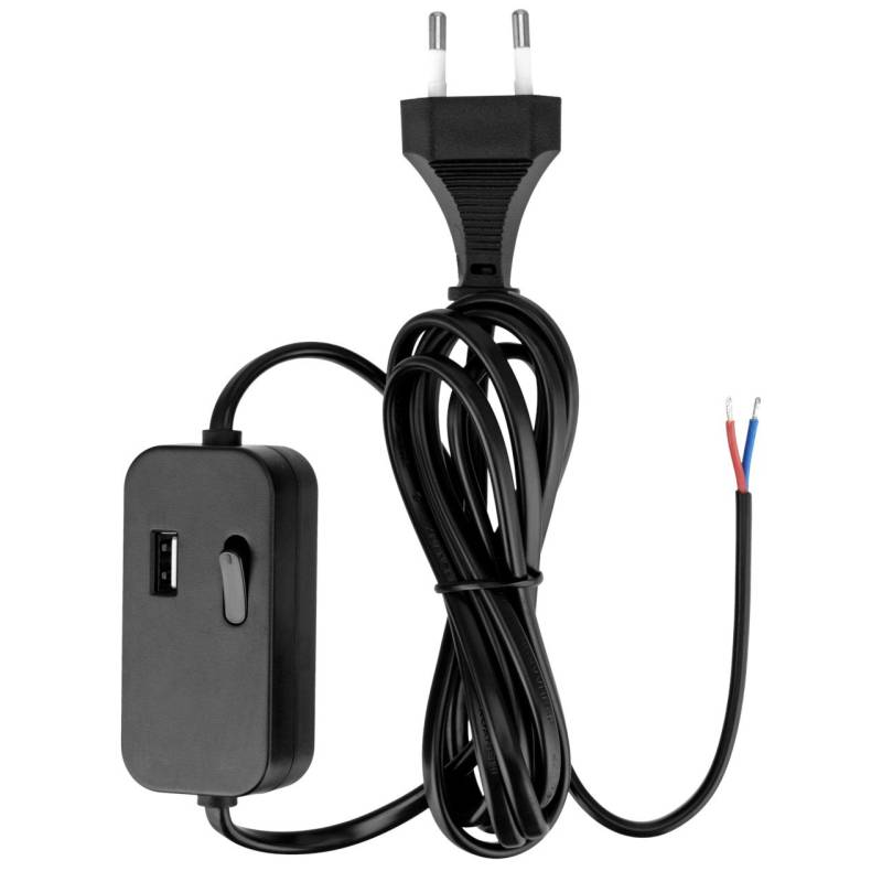 REV Zuleitung Euro 2,5A  mit Schalter USB A 2m schwarz von REV Ritter