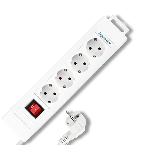 REV SupraLine Steckdosenleiste 4-Fach - Mehrfachsteckdose mit Schalter, 1,9m Kabel, Wandmontage & Kabelknickschutz, weiß REV SupraLine Steckdosenleiste 4-Fach - Mehrfachsteckdose mit Schalter, 1,9m Kabel, Wandmontage & Kabelknickschutz, weiß von REV