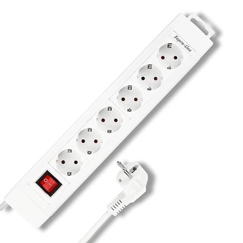 REV SupraLine Steckdosenleiste 6-Fach - Mehrfachsteckdose mit Schalter, 2,4m Kabel, Wandmontage & Kabelknickschutz, weiß REV SupraLine Steckdosenleiste 6-Fach - Mehrfachsteckdose mit Schalter, 2,4m Kabel, Wandmontage & Kabelknickschutz, weiß von REV