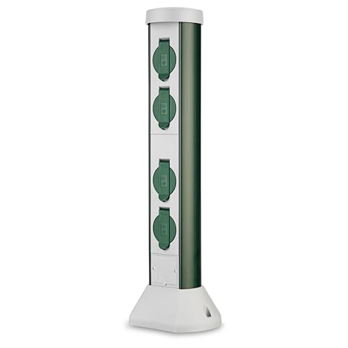 REV Außensteckdose GreenCraft - 4-Fach Garten Steckdosensäule, 52cm Höhe, Outdoor Steckdose IP44 spritzwassergeschützt, grün von REV