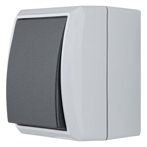 REV AquaForm, Taster - Lichtschalter, Feuchtraum IP44, Aufputz, grau von REV