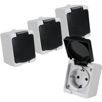 4er Set rev AquaMini Aufputz Feuchtraum Steckdose IP54 kompakt mini von REV Ritter