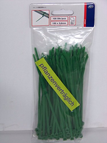 Kabelbinder 100 Stück 150 x 3,6 mm grün-pflanzenverträglich 08309 von REV