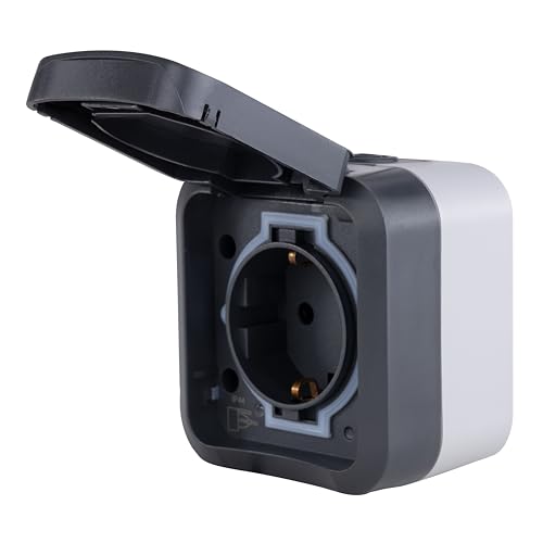 REV - AquaStorm, Steckdose 1-fach, Feuchtraum, IP55 zweipolig, Aufputz, 230V, 16A, anthrazit REV - AquaStorm, Steckdose 1-fach, Feuchtraum, IP55 zweipolig, Aufputz, 230V, 16A, anthrazit von REV