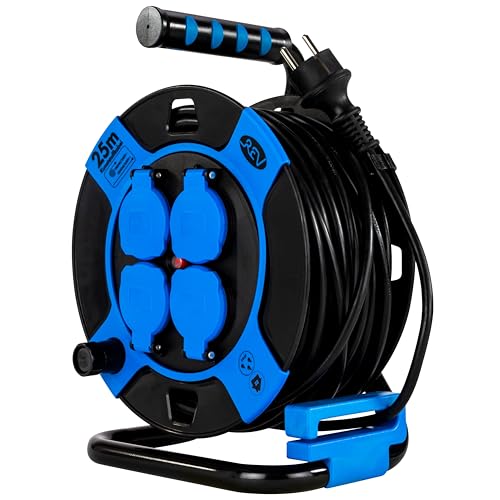 REV Kabeltrommel, IP44, Outdoor, 4 Schutzkontaktsteckdosen, 25m, schwarz REV Kabeltrommel, IP44, Outdoor, 4 Schutzkontaktsteckdosen, 25m, schwarz von REV