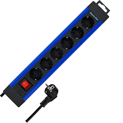 REV SupraLine Steckdosenleiste 6-Fach - Mehrfachsteckdose mit Schalter, 2,4m Kabel, Wandmontage & Kabelknickschutz, blau REV SupraLine Steckdosenleiste 6-Fach - Mehrfachsteckdose mit Schalter, 2,4m Kabel, Wandmontage & Kabelknickschutz, blau von REV