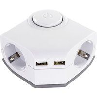 REV - Steckdosenleiste 2-fach, 2x usb, für Eckmontage, 1,5 m, weiß von REV