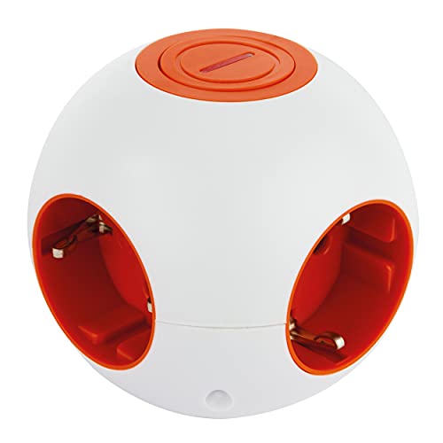 REV PowerGlobe, Steckdosenwürfel, Steckdose rund, mit Schalter, 1,4m, 3500W, weiss-orange von REV