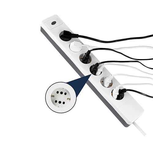 REV Mehrfachsteckdose mit Schalter COMBINI - Steckdosenleiste, 6-12 Stecker, Steckplätze 45 Grad gedreht, Stromverteiler mit Wandmontage, Kabel 1,4m, weiß REV Mehrfachsteckdose mit Schalter COMBINI - Steckdosenleiste, 6-12 Stecker, Steckplätze 45 Grad gedreht, Stromverteiler mit Wandmontage, Kabel 1,4m, weiß von REV