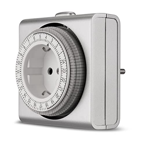 REV Zeitschaltuhr – mechanische Zeitschaltuhr Steckdose (24h,96 Schaltzeiten/Tag, 15Min Intervalle, max. 3680W) – silber von REV