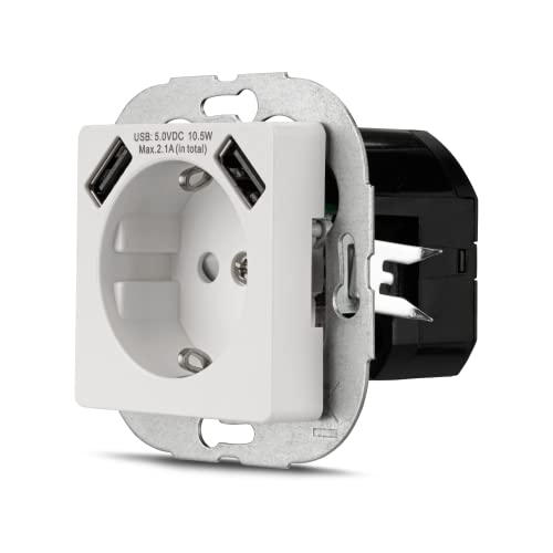 REV PrimaLuxe Steckdose mit 2 USB Anschlüssen. USB: max. 2,1A, 5VDC, 10,5W, weiss von REV