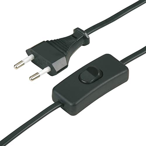 REV 0505681555 Zuleitung, Kabel mit Schalter und Eurostecker, 2m, max. 2A, schwarz von REV