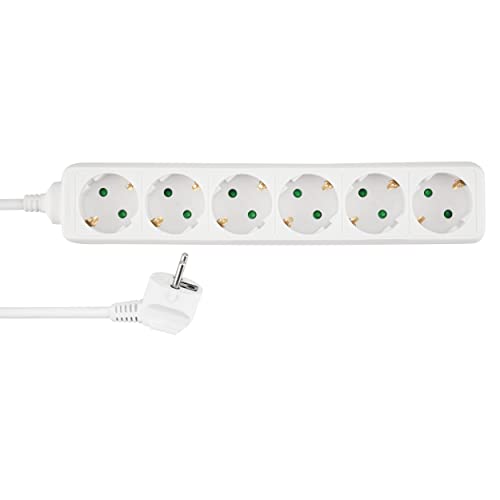 REV 0512362555 Steckerleiste, Mehrfachsteckdose 6fach, Kabel 1,4m, max. 3500W, weiss von REV