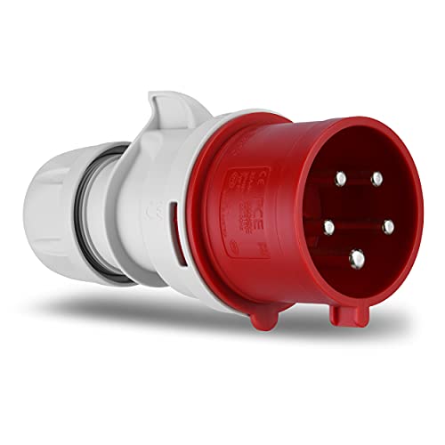 REV 0512540555 CEE-Stecker, 400V, 32A, 5-polig, 3Ph+N+PE, wasserdicht IP44, rot von REV