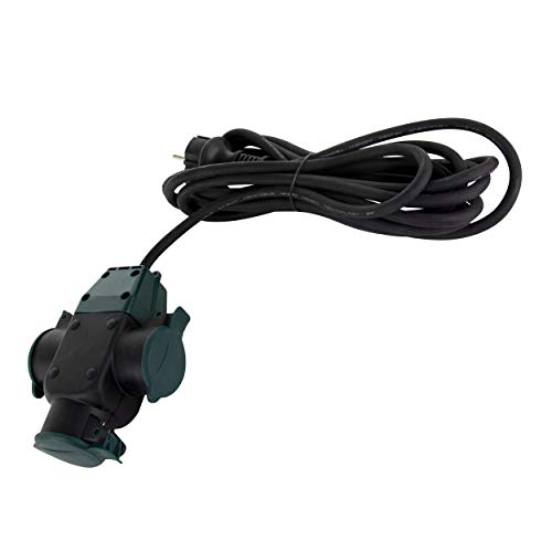 REV Verlängerung 3fach, Verlängerungskabel Aussenbereich wasserd. IP44, 3m 3680W, schwarz von REV