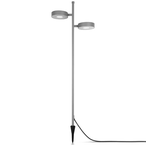 REV LED Strahler außen mit schwenkbarem Leuchtenkopf aus Aluminium. 1000lm, 12W. Zuleitung 150cm, LxBxH: 310x120x1015mm, Schwarz L210 von REV