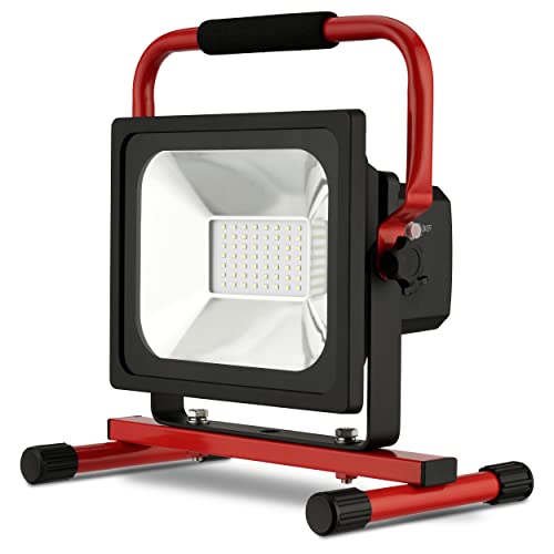 REV 2706333000 Akku-Strahler, LED Arbeitsleuchte mit Akku, 30W, 2100lm, IP54, rot von REV