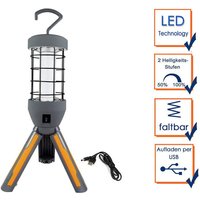 REV - Akku Arbeitsleuchte 12,5 Watt mit klappbarem Standfuß, usb Ladekabel Höhe 37cm von REV