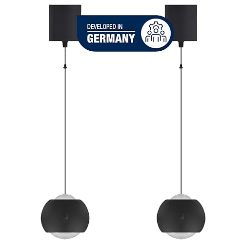 REV Akku Pendelleuchte SPARSET - 2x LED Hängelampe 120lm, dimmbar & höhenverstellbar (20-155cm) - Hängeleuchte für Wohnzimmer, Schlafzimmer, IP20, schwarz von REV