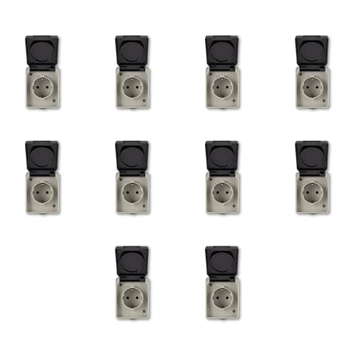 REV AquaBase SPARSET - 10x Steckdose Feuchtraum, spritzwassergeschützt IP54 2-polig, bis 2,5mm², 230V~, 50Hz, 16A,Aufputz, grau REV AquaBase SPARSET - 10x Steckdose Feuchtraum, spritzwassergeschützt IP54 2-polig, bis 2,5mm², 230V~, 50Hz, 16A,Aufputz, grau von REV