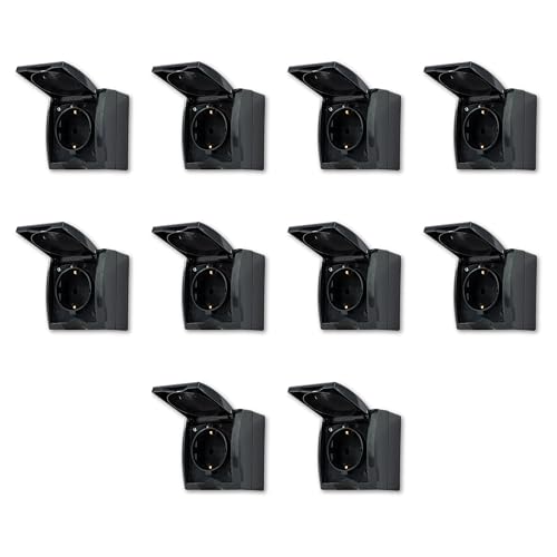 REV AquaForm SPARSET - 10x Steckdose Feuchtraum, IP44 einpolig, Aufputz, anthrazit REV AquaForm SPARSET - 10x Steckdose Feuchtraum, IP44 einpolig, Aufputz, anthrazit von REV