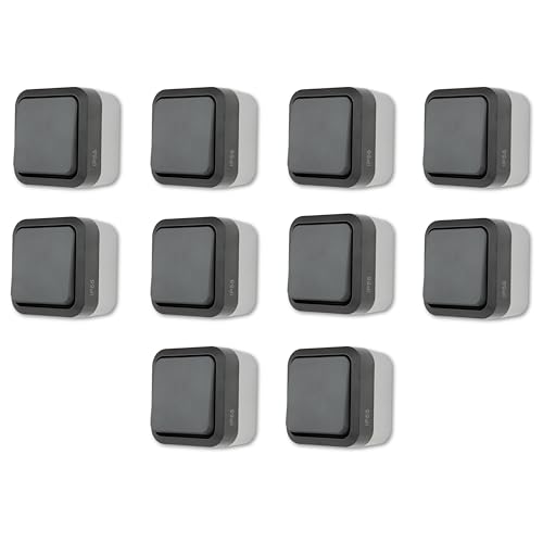 REV AquaStorm SPARSET - 10x Wechselschalter - Lichtschalter Feuchtraum IP55, Aufputz, 230V, 10A, anthrazit REV AquaStorm SPARSET - 10x Wechselschalter - Lichtschalter Feuchtraum IP55, Aufputz, 230V, 10A, anthrazit von REV
