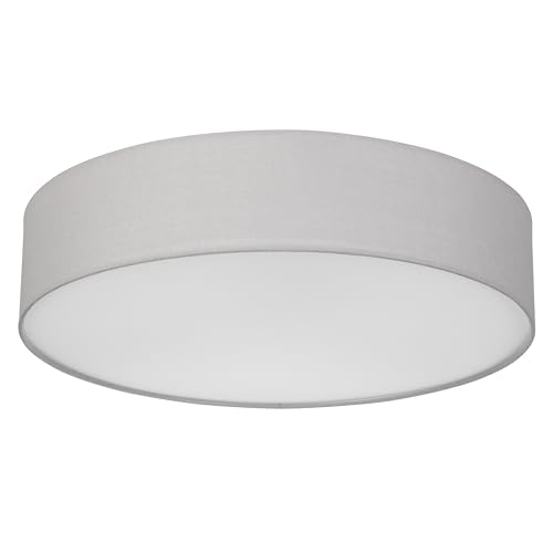 REV – Deckenleuchte rund 50cm mit Stoff-Lampenschirm im Vintage-Look – LED Deckenlampe für Schlafzimmer & Wohnzimmer (Grau) von REV