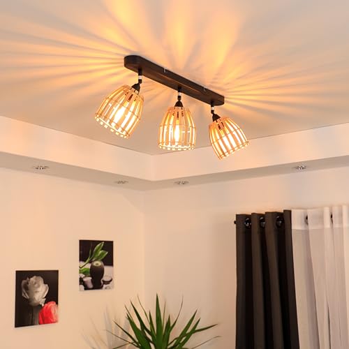 REV LED Wandlampe innen - 3x E14 60x13x20cm Lampe Wand für Wohnzimmer und Schlafzimmer, Wandlampe in Rattanoptik REV LED Wandlampe innen - 3x E14 60x13x20cm Lampe Wand für Wohnzimmer und Schlafzimmer, Wandlampe in Rattanoptik von REV