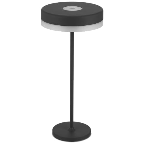 REV DISK Tischlampe für innen und außen, Schreibtischlampe, H35cm, 200lm, 2W, Akku 4000mAh, IP54, schwarz von REV