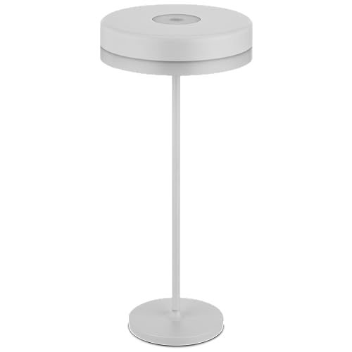 REV DISK Tischlampe kabellos, Nachttischlampe, Höhe 35cm, 200lm, 2W, Akku 4000mAh, IP54, weiß von REV